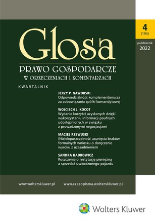 Glosa - Prawo Gospodarcze w Orzeczeniach i Komentarzach 4/2022