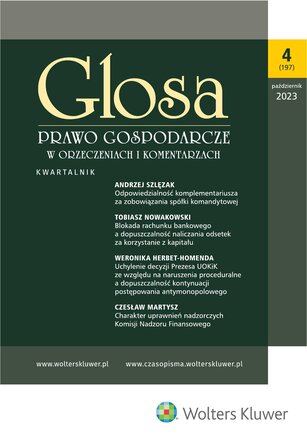 Glosa - Prawo Gospodarcze w Orzeczeniach i Komentarzach 4/2023
